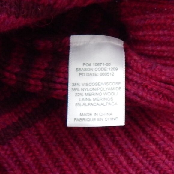 Splendid Berry Orange Striped 3/4 Sleeve Merino Wool Alpaca Blend Sweater L - Picture 3 of 4